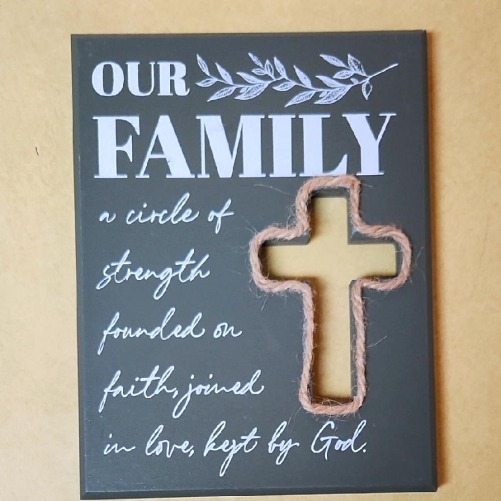 Gray Family Wall Art with Cross Design